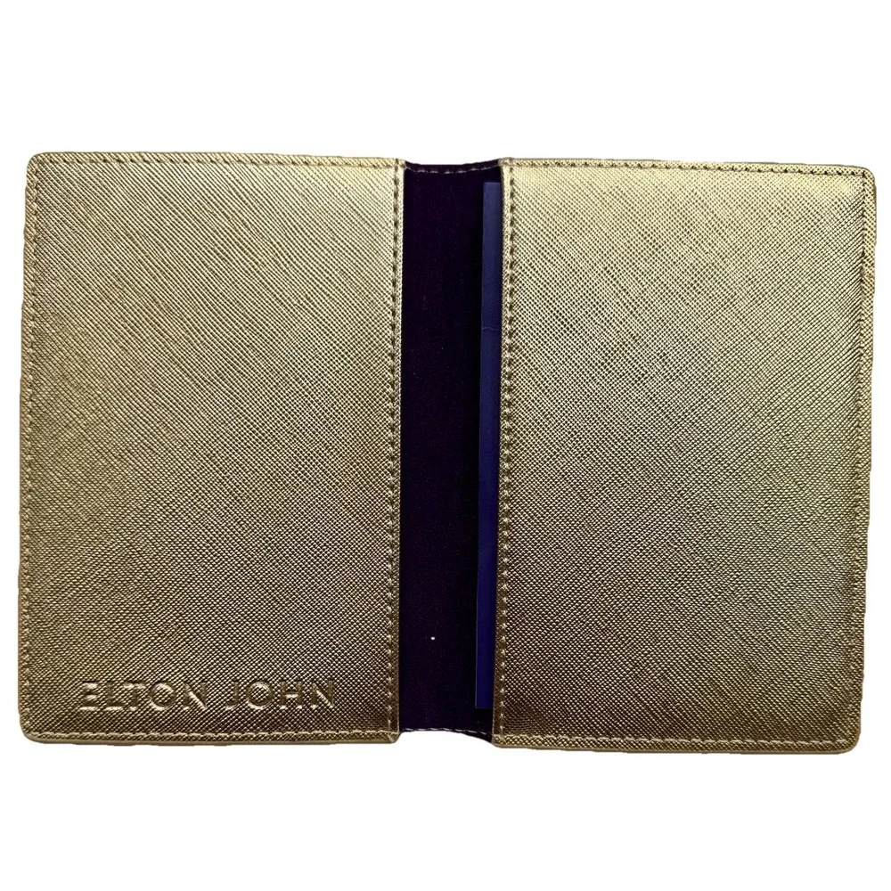 Elton John Farewell Yellow Brick Road Gold Metallic Passport‎ Holder Cover